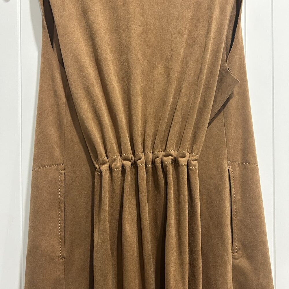 Max Studio Carmel Vicuna Faux Suede Open Front Sleeveless Vest Women’s Size S - Picture 9 of 13
